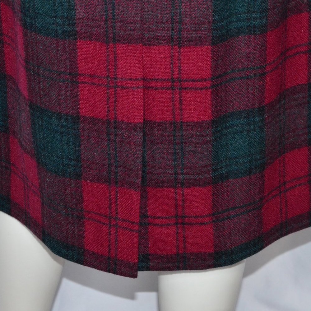 Vintage Barclay Square Wool Tartan Straight Pencil Skirt Red/Green Preppy Sz 7/8 - Picture 6 of 7
